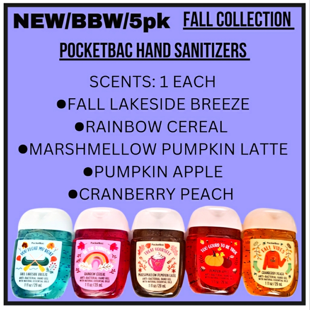 🔥5pk FALL COLLECTION / BBW / POCKETBAC HAND SANITIZERS